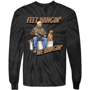 Feet Hangin We Bangin Trump Duck Hunting Tie-Dye Long Sleeve Shirt