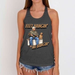 Feet Hangin We Bangin Trump Duck Hunting Women's Knotted Racerback Tank