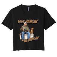 Feet Hangin We Bangin Trump Duck Hunting Women's Crop Top Tee