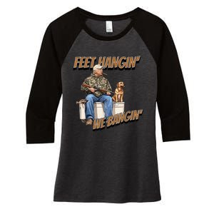 Feet Hangin We Bangin Trump Duck Hunting Women's Tri-Blend 3/4-Sleeve Raglan Shirt