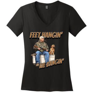 Feet Hangin We Bangin Trump Duck Hunting Women's V-Neck T-Shirt