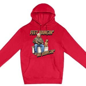 Feet Hangin We Bangin Trump Duck Hunting Premium Pullover Hoodie