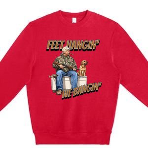 Feet Hangin We Bangin Trump Duck Hunting Premium Crewneck Sweatshirt