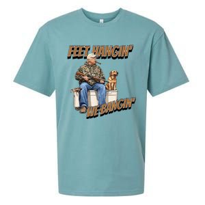 Feet Hangin We Bangin Trump Duck Hunting Sueded Cloud Jersey T-Shirt