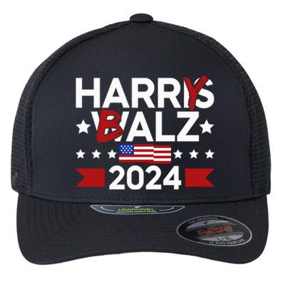 Funny Harris Walz 24 Harry Balz 2024 Meme Democratics Vote Flexfit Unipanel Trucker Cap