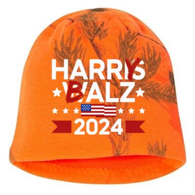 Funny Harris Walz 24 Harry Balz 2024 Meme Democratics Vote Kati - Camo Knit Beanie