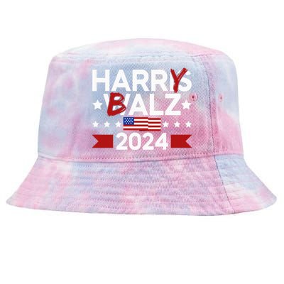 Funny Harris Walz 24 Harry Balz 2024 Meme Democratics Vote Tie-Dyed Bucket Hat