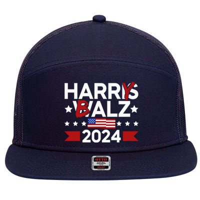 Funny Harris Walz 24 Harry Balz 2024 Meme Democratics Vote 7 Panel Mesh Trucker Snapback Hat