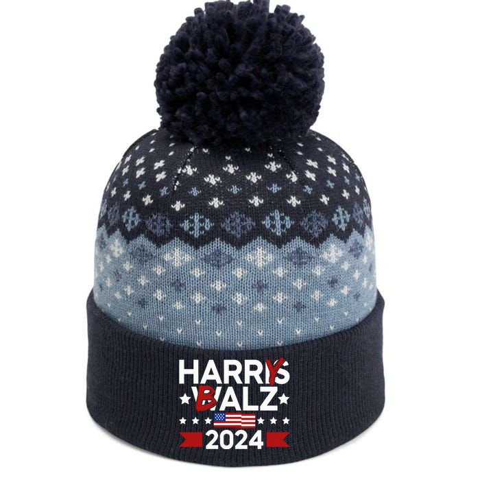 Funny Harris Walz 24 Harry Balz 2024 Meme Democratics Vote The Baniff Cuffed Pom Beanie