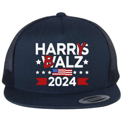 Funny Harris Walz 24 Harry Balz 2024 Meme Democratics Vote Flat Bill Trucker Hat