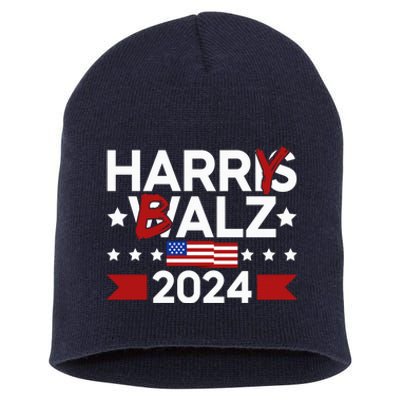 Funny Harris Walz 24 Harry Balz 2024 Meme Democratics Vote Short Acrylic Beanie