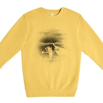 Fishing Hand With Reel Monochromatic Premium Crewneck Sweatshirt