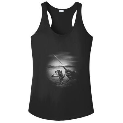 Fishing Hand With Reel Monochromatic Ladies PosiCharge Competitor Racerback Tank