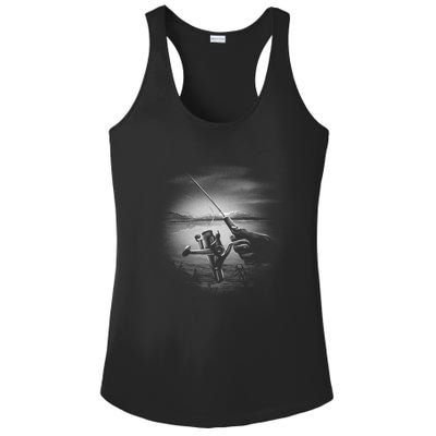 Fishing Hand With Reel Monochromatic Ladies PosiCharge Competitor Racerback Tank