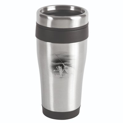 Fishing Hand With Reel Monochromatic 16oz Travel Tumbler