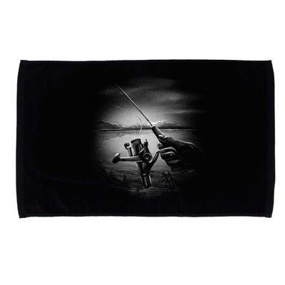 Fishing Hand With Reel Monochromatic Microfiber Hand Towel