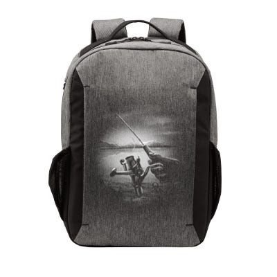 Fishing Hand With Reel Monochromatic Vector Backpack