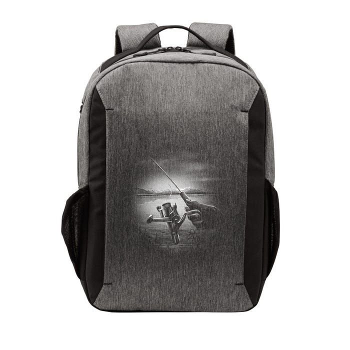 Fishing Hand With Reel Monochromatic Vector Backpack