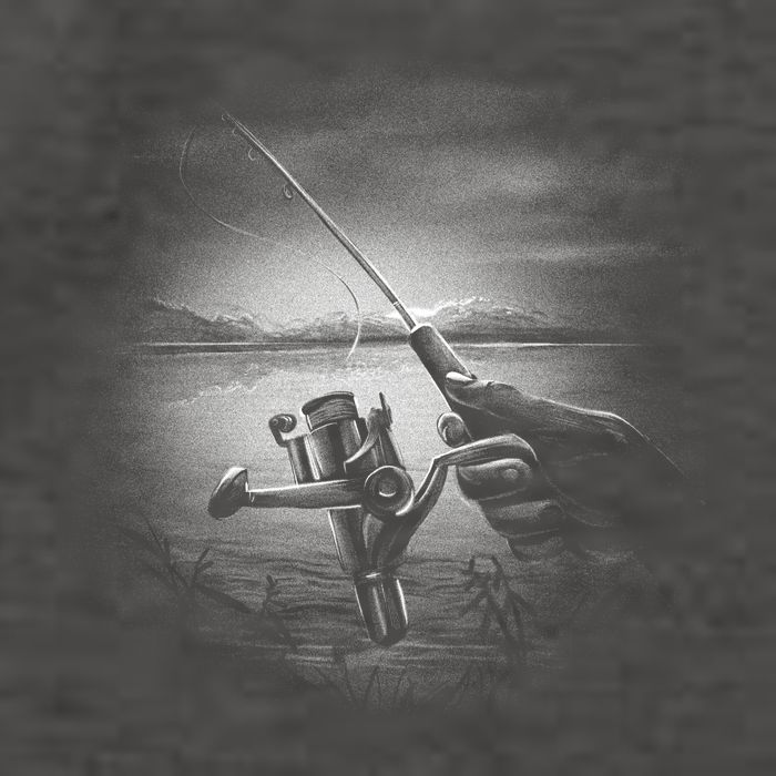 Fishing Hand With Reel Monochromatic Vector Backpack