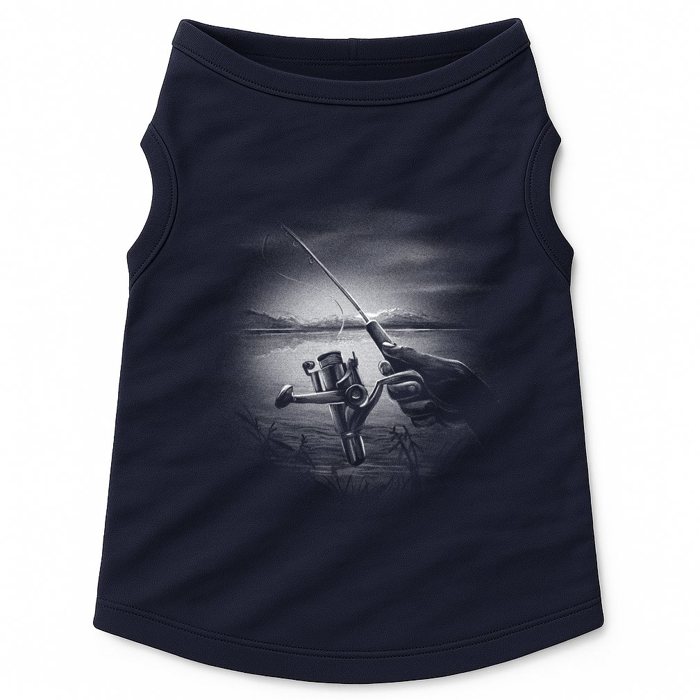 Fishing Hand With Reel Monochromatic Doggie Tank