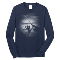 Fishing Hand With Reel Monochromatic Long Sleeve Shirt