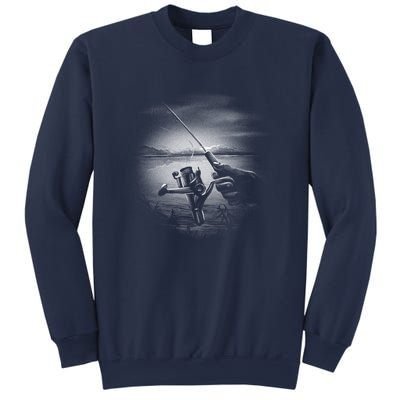 Fishing Hand With Reel Monochromatic Sweatshirt