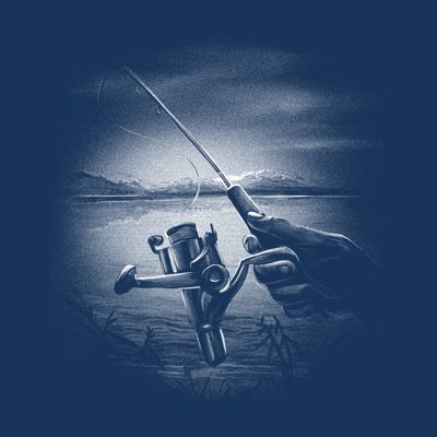 Fishing Hand With Reel Monochromatic T-Shirt