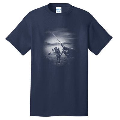 Fishing Hand With Reel Monochromatic Tall T-Shirt