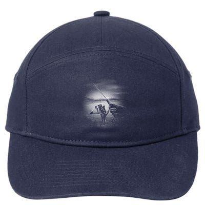 Fishing Hand With Reel Monochromatic 7-Panel Snapback Hat