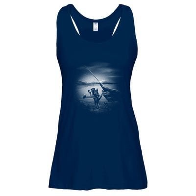 Fishing Hand With Reel Monochromatic Ladies Essential Flowy Tank