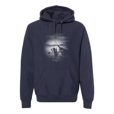 Fishing Hand With Reel Monochromatic Premium Hoodie