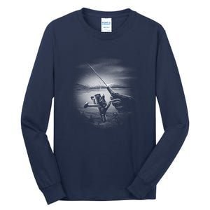 Fishing Hand With Reel Monochromatic Tall Long Sleeve T-Shirt