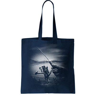 Fishing Hand With Reel Monochromatic Tote Bag