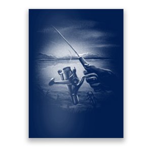 Fishing Hand With Reel Monochromatic Poster