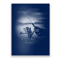 Fishing Hand With Reel Monochromatic Poster