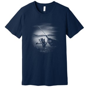 Fishing Hand With Reel Monochromatic Premium T-Shirt