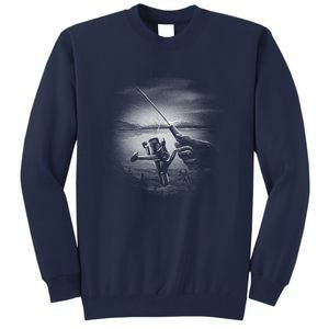 Fishing Hand With Reel Monochromatic Tall Sweatshirt