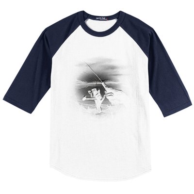 Fishing Hand With Reel Monochromatic Baseball Sleeve Shirt