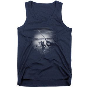 Fishing Hand With Reel Monochromatic Tank Top