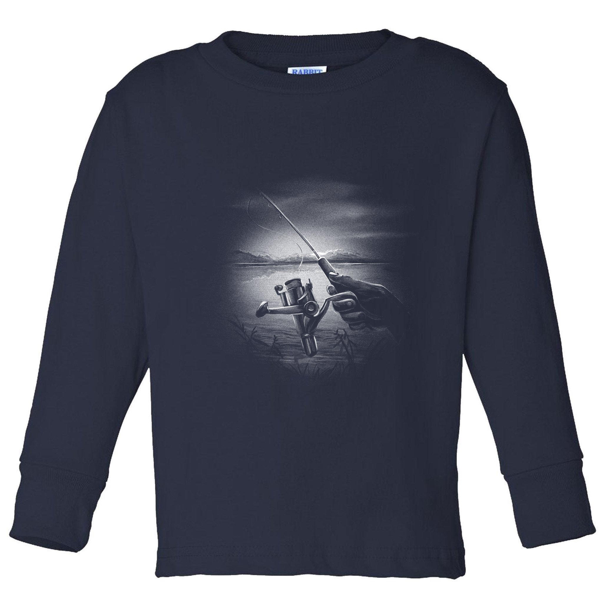 Fishing Hand With Reel Monochromatic Toddler Long Sleeve Shirt