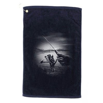Fishing Hand With Reel Monochromatic Golf Towel