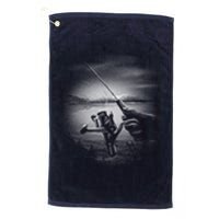 Fishing Hand With Reel Monochromatic Platinum Collection Golf Towel