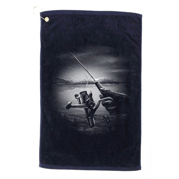 Fishing Hand With Reel Monochromatic Platinum Collection Golf Towel