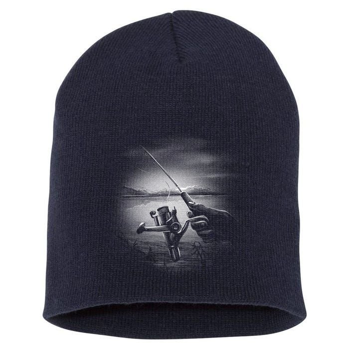 Fishing Hand With Reel Monochromatic Short Acrylic Beanie