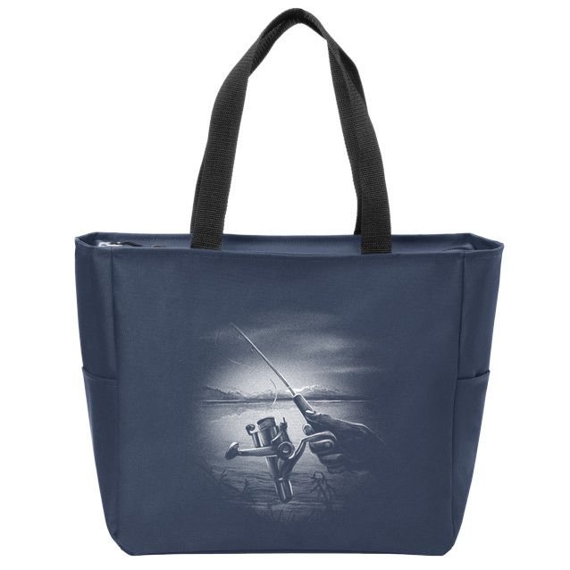 Fishing Hand With Reel Monochromatic Zip Tote Bag