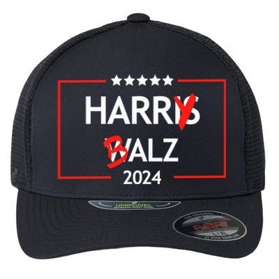 Funny Harris Walz 24 Harry Balz 2024 Meme Flexfit Unipanel Trucker Cap