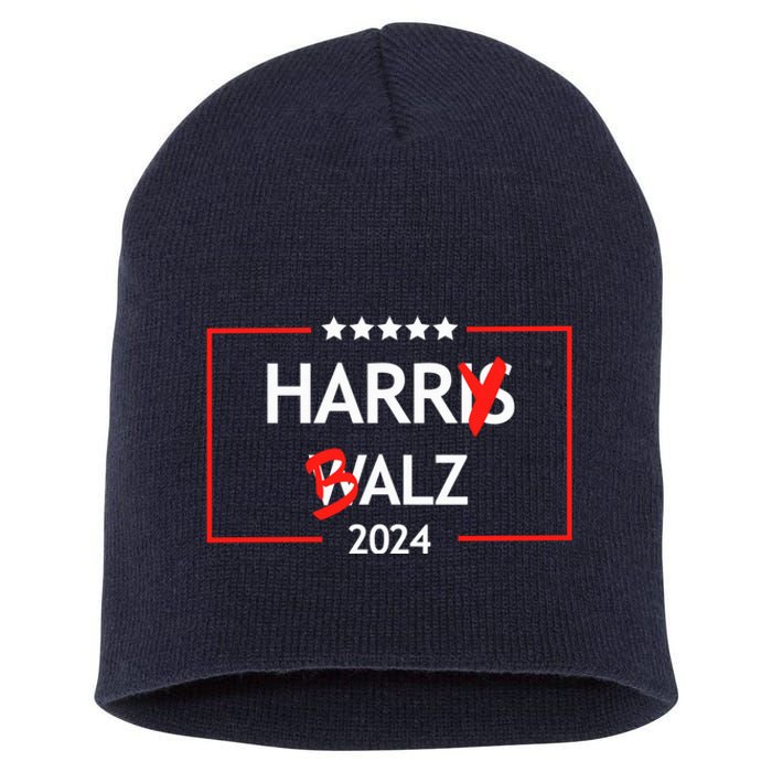 Funny Harris Walz 24 Harry Balz 2024 Meme Short Acrylic Beanie