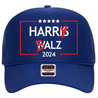 Funny Harris Walz 24 Harry Balz 2024 Meme High Crown Mesh Back Trucker Hat