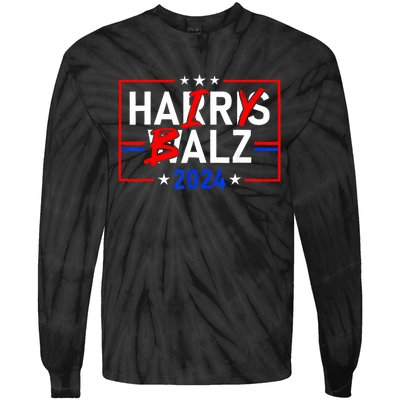 Funny Harris Walz 24 Hairy Balz 2024 Meme Democratics Vote Tie-Dye Long Sleeve Shirt