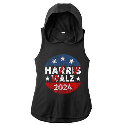 Funny Harris Walz 24 Hairy Balz 2024 Democratics Vote Ladies PosiCharge Tri-Blend Wicking Draft Hoodie Tank